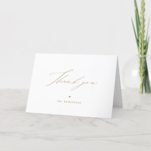 Gold modern minimalist elegant script thank you card