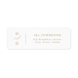 Gold modern monogram minimalist return address return address label