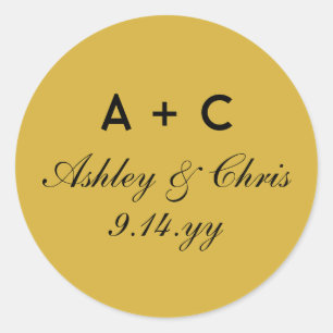Gold Modern Personalised Wedding Reception Favour Classic Round Sticker