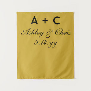 Gold Modern Personalised Wedding Reception Sign Tapestry