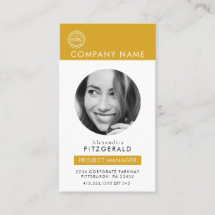 Gold   Modern Photo Black White QR Code  Business Card