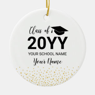 Gold   Modern Photo Graduation Christmas Gift Ceramic Ornament