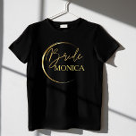Gold modern scrip minimalist personalised brides T-Shirt<br><div class="desc">Gold modern scrip minimalist brides gift personalised name T-Shirt ,  lovely matching shirt for a special day photoshoot and fun.</div>