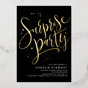 Gold Modern Script Any Age Surprise Birthday Party