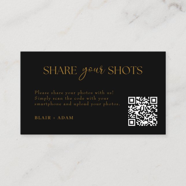 Gold Modern Script Capture The Love QR code  Enclosure Card (Front)