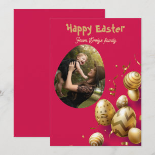 Gold Modern Script Family Photo easter Holiday Card