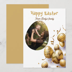 Gold Modern Script Family Photo easter Holiday Card