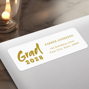 Gold Modern Script Graduation Return Address Return Address Label