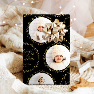 Gold Modern Script Merry Christmas Family 6 photo Wrapping Paper