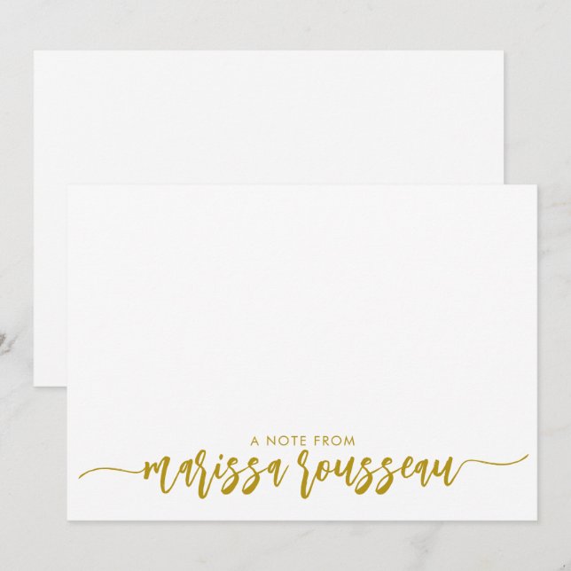 Gold Modern Script Name Personalised A Note From Card (Front/Back)