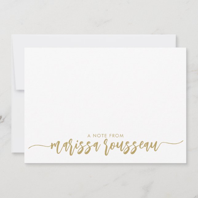 Gold Modern Script Name Personalised  Note Card (Front)