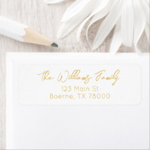 Gold Modern Script Return Address Label