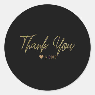 Gold Modern Script THANK YOU Any Colour Custom Classic Round Sticker