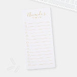 Gold Modern Script To Do List Magnetic Notepad<br><div class="desc">To do List Magnetic Notepad features custom name in gold modern script font style with custom text in gold modern sans serif font style on white background.

Please note: The foil details are simulated in the artwork. No actual foil will be used in the making of this product.</div>