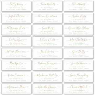 Gold modern script wedding guest address label