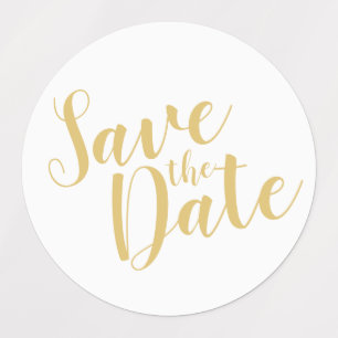 Gold Modern Script Wedding Save the Date Labels