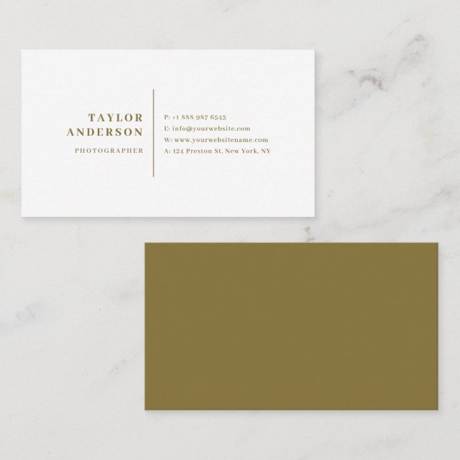 Gold Modern Serif Typography Minimalist Business Card (Front/Back)