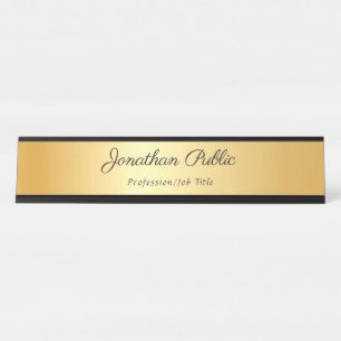 Gold Modern Template Elegant Calligraphed Name Desk Name Plate