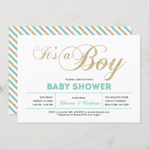 Gold Modern Typography It's a Boy Baby Shower Invitation