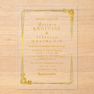 gold Modern Wedding  Acrylic Invitations