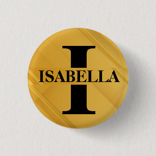 Gold mom Initial Letter Name Typography Design 3 Cm Round Badge
