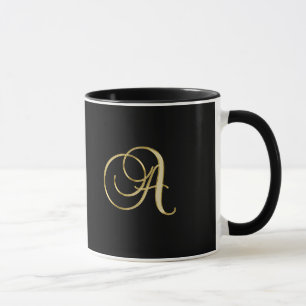 Gold monogram A Black-black, Mug