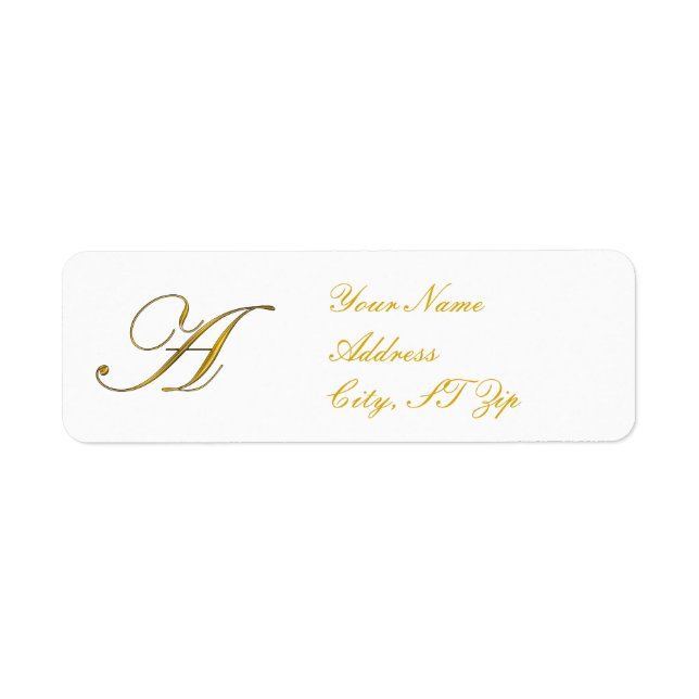Gold Monogram A Return Address Labels (Front)