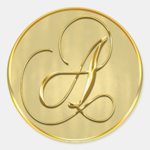 Gold Monogram A Seal Wedding Invitation Holiday