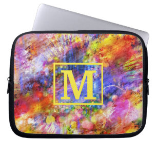 Gold Monogram Abstract Art Design  Laptop Sleeve
