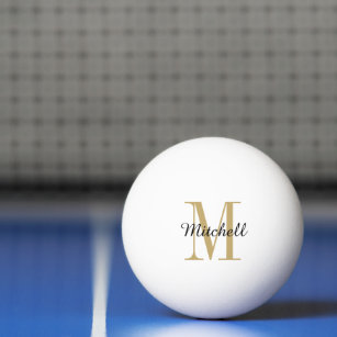 Gold Monogram and Name Personalised Ping Pong Ball