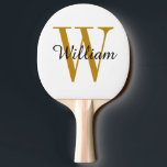 Gold Monogram and Name Personalised  Ping Pong Paddle<br><div class="desc">Custom Ping Pong Paddle personalised with your name and monogram. Click Customise It to edit fonts and colours or add your own text and images to create a unique one of a kind gift. Matching personalised ping pong balls available. Easy to customise. Get yours today!</div>