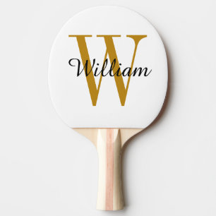 Gold Monogram and Name Personalised  Ping Pong Paddle