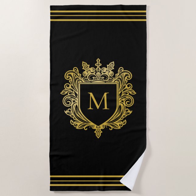 Gold Monogram Beach Towel (Front)