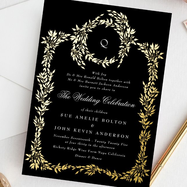 Gold Monogram Black Crest Classic Wedding (Creator Uploaded)