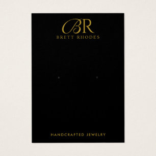 Gold Monogram Black Earring Jewellery Display Card