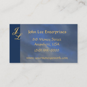 Gold Monogram Blue Sky  Elegant Business Card