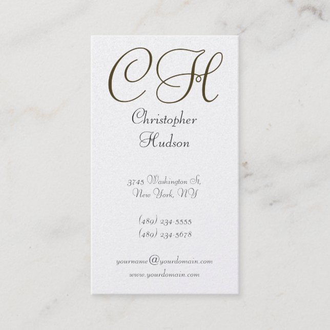 Gold Monogram Calligraphy Script Business Card (Front)