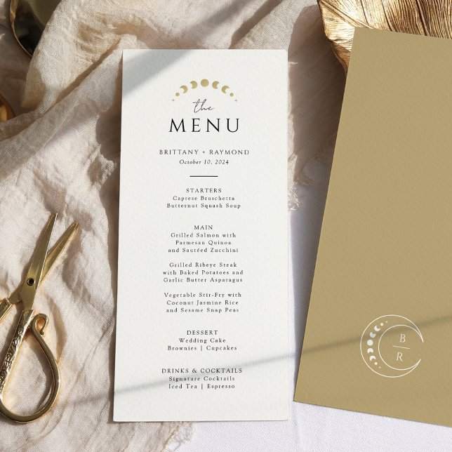 Gold Monogram Celestial Wedding Menu (Creator Uploaded)