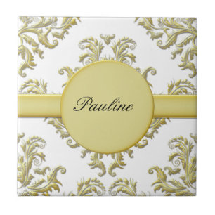 Gold Monogram Ceramic Tile