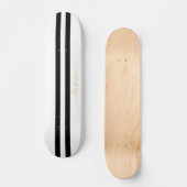 Gold Monogram Classic Black White Racing Stripes Skateboard (Front)