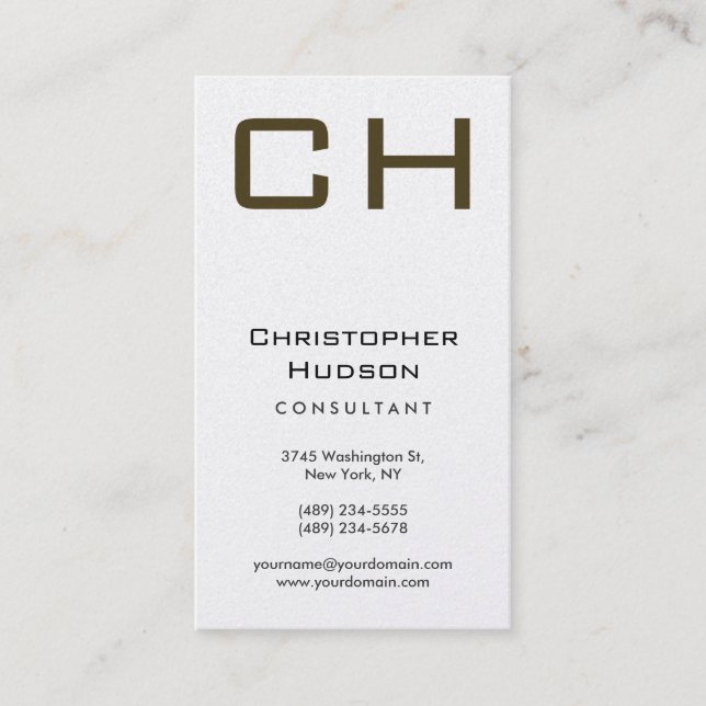 Gold Monogram Consultant Business Card (Front)