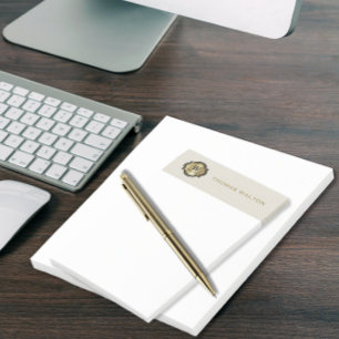 Gold Monogram Creamy White Leather Look Elegant Post-it Notes