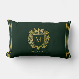 Gold Monogram Crest Lumbar Cushion