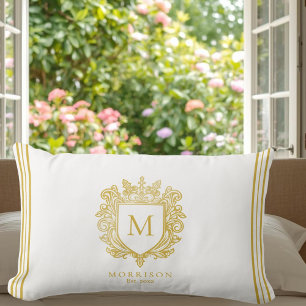 Gold Monogram Crest Lumbar Cushion