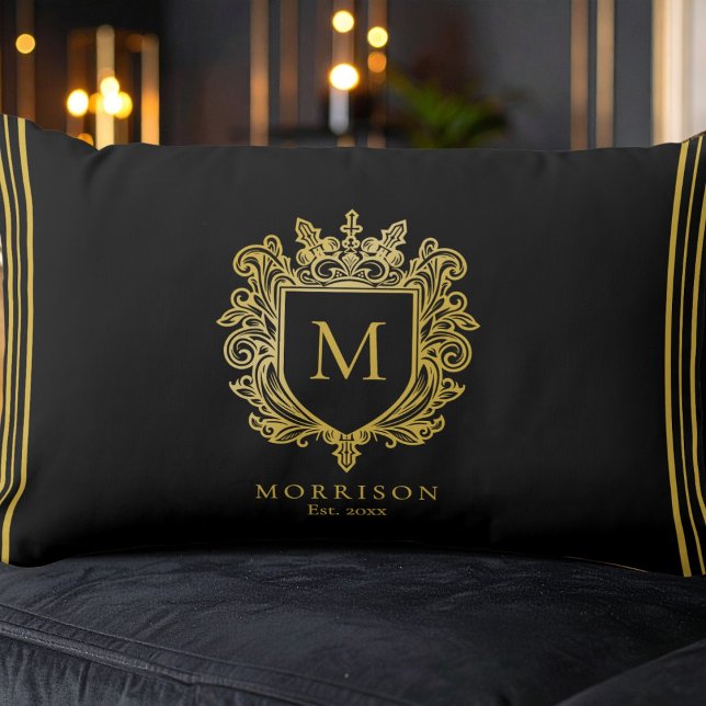Gold Monogram Crest  Lumbar Cushion (Creator Uploaded)