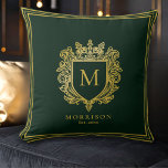 Gold Monogram Crest Throw Pillow<br><div class="desc">Add a touch of royal sophistication to your home with this Gold Monogram Crest Throw Pillow. Designed for elegance, this luxurious pillow features an ornate crest adorned with a regal monogram, exuding timeless charm and prestige.Under your Family name followed by established year. Easy template for you to update with your...</div>