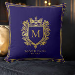 Gold Monogram Crest Throw Pillow<br><div class="desc">Add a touch of royal sophistication to your home with this Gold Monogram Crest Throw Pillow. Designed for elegance, this luxurious pillow features an ornate crest adorned with a regal monogram, exuding timeless charm and prestige.Under your Family name followed by established year. Easy template for you to update with your...</div>