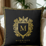 Gold Monogram Crest Throw Pillow<br><div class="desc">Add a touch of royal sophistication to your home with this Gold Monogram Crest Throw Pillow. Designed for elegance, this luxurious pillow features an ornate crest adorned with a regal monogram, exuding timeless charm and prestige.Under your Family name followed by established year. Easy template for you to update with your...</div>