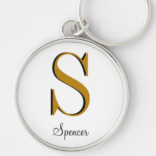 Gold Monogram Custom Name Initial Key Ring