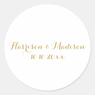 Gold Monogram custom wedding favours Classic Round Sticker